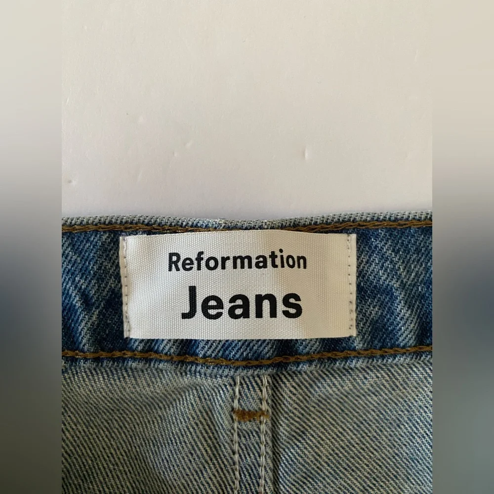 Reformation Women’s Merida Jeans Straight Leg Blue Size 31 High Waist Cotton